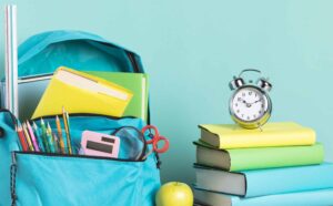 packed-school-bag-alarm-clock-early-wake-up