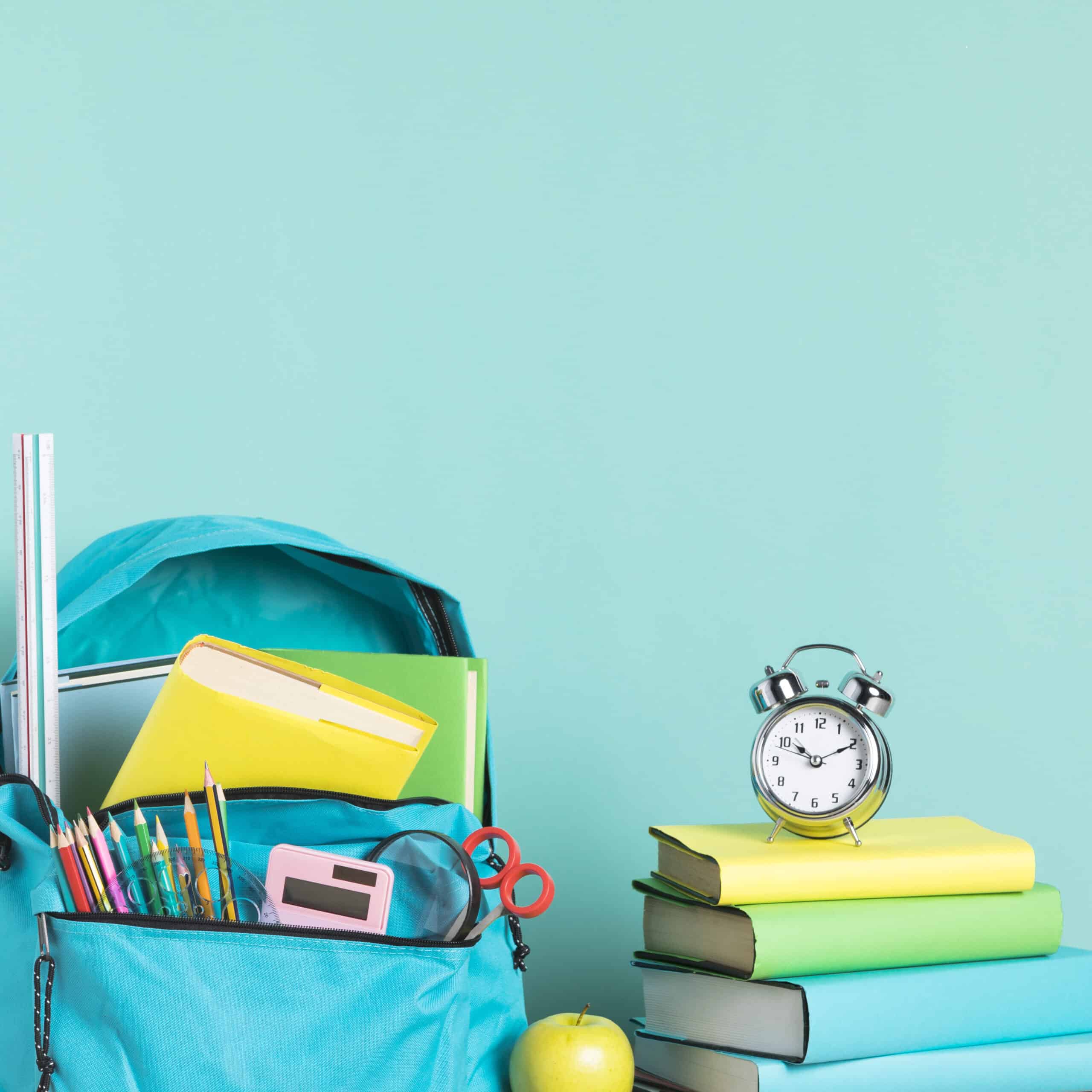 packed-school-bag-alarm-clock-early-wake-up